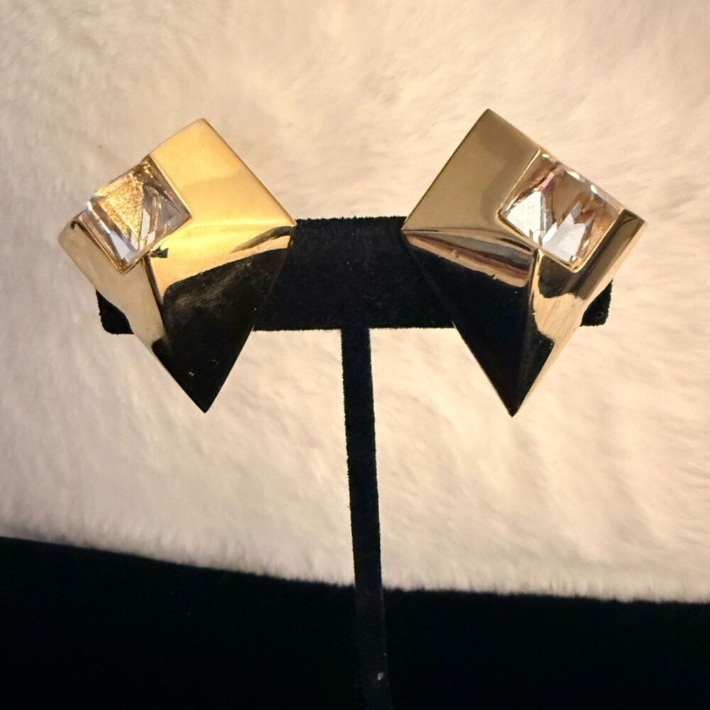 Givenchy Vintage Couture Crystal Pyramid Clip-on Earrings - Picture 9 of 11